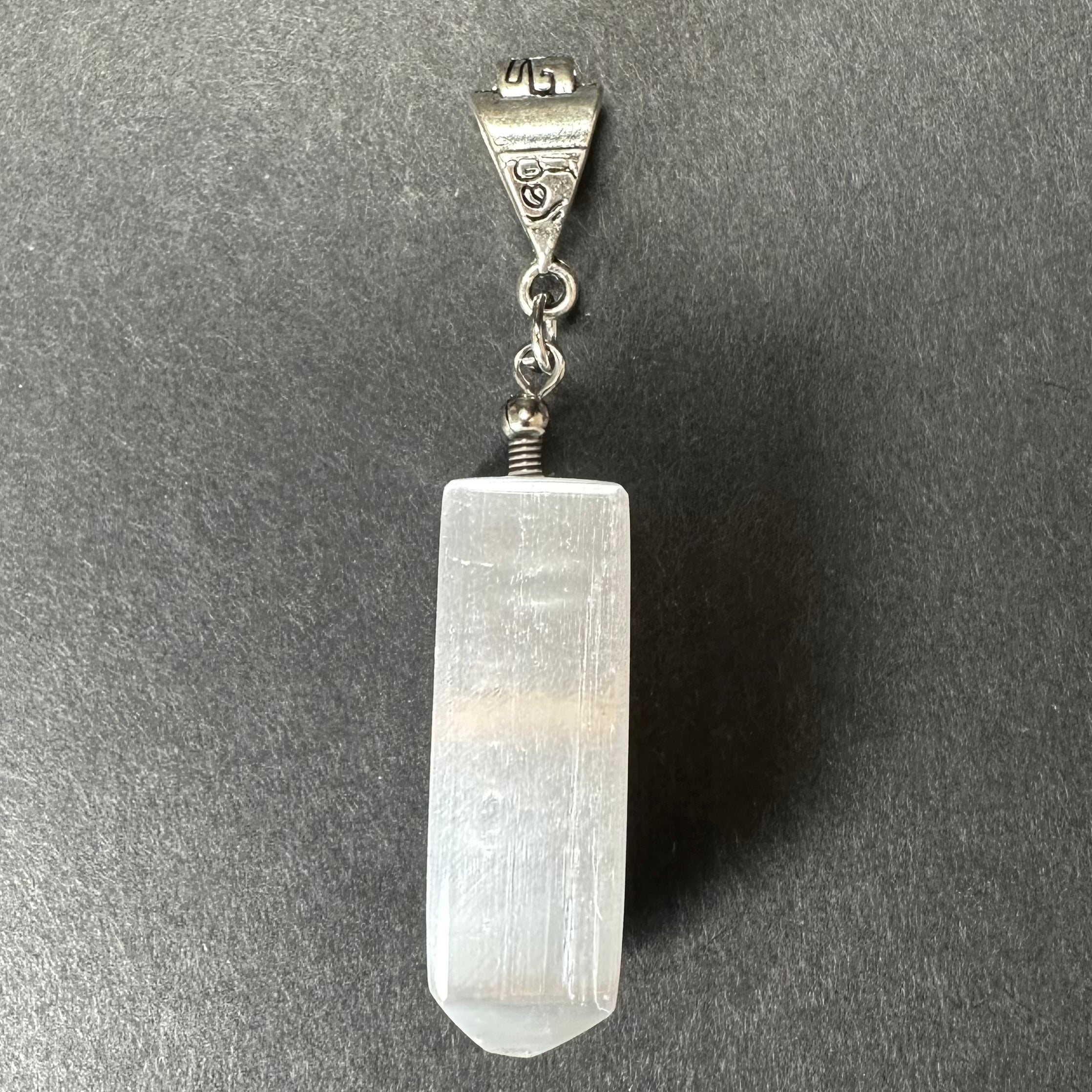 Selenite Pendant in Sterling Silver Clasp - New Age Realms