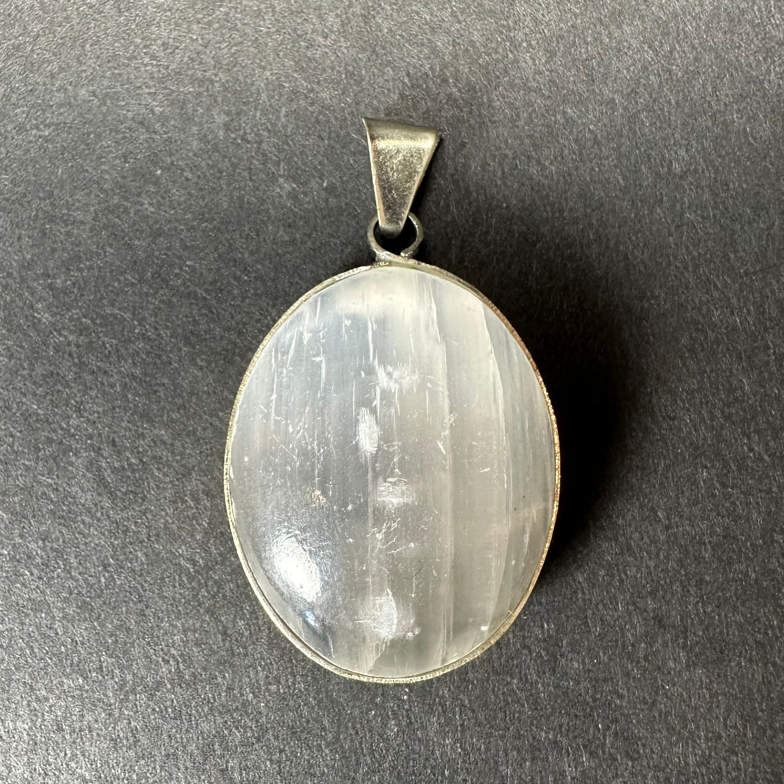 Selenite Pendant in Sterling Silver Clasp - New Age Realms
