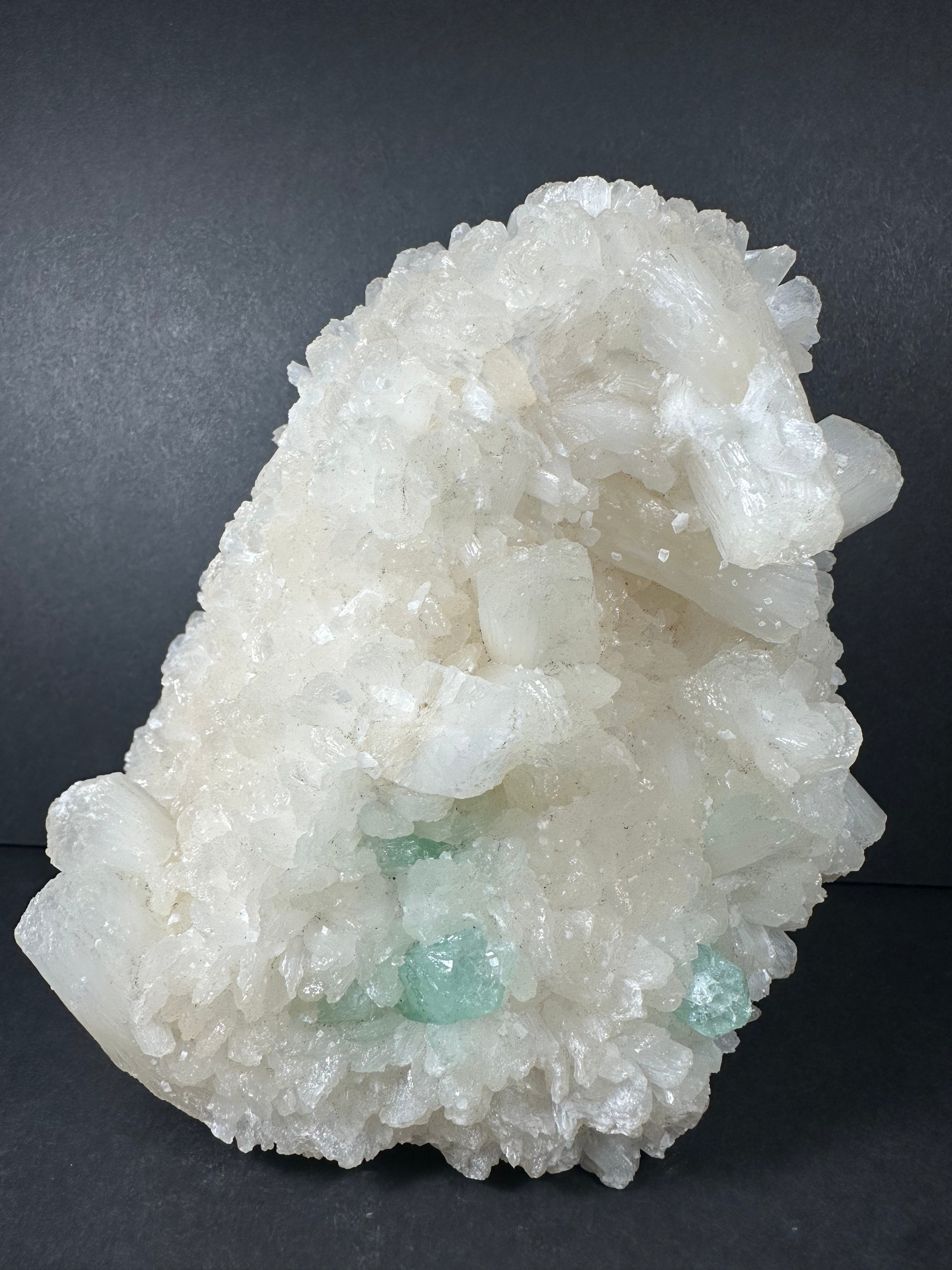 Stilbite with Green Apophyllite and Mordenite on matrix - New Age Realms
