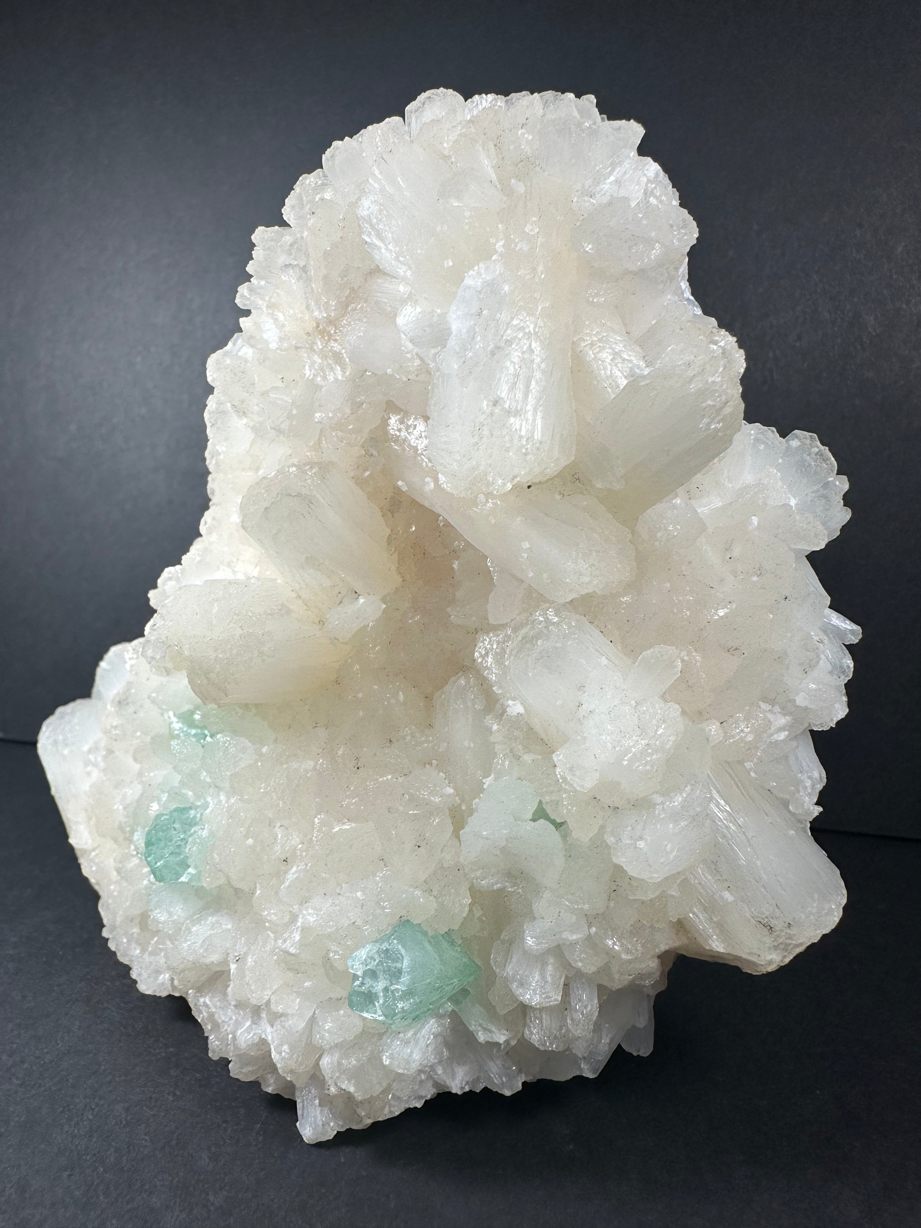 Stilbite with Green Apophyllite and Mordenite on matrix - New Age Realms