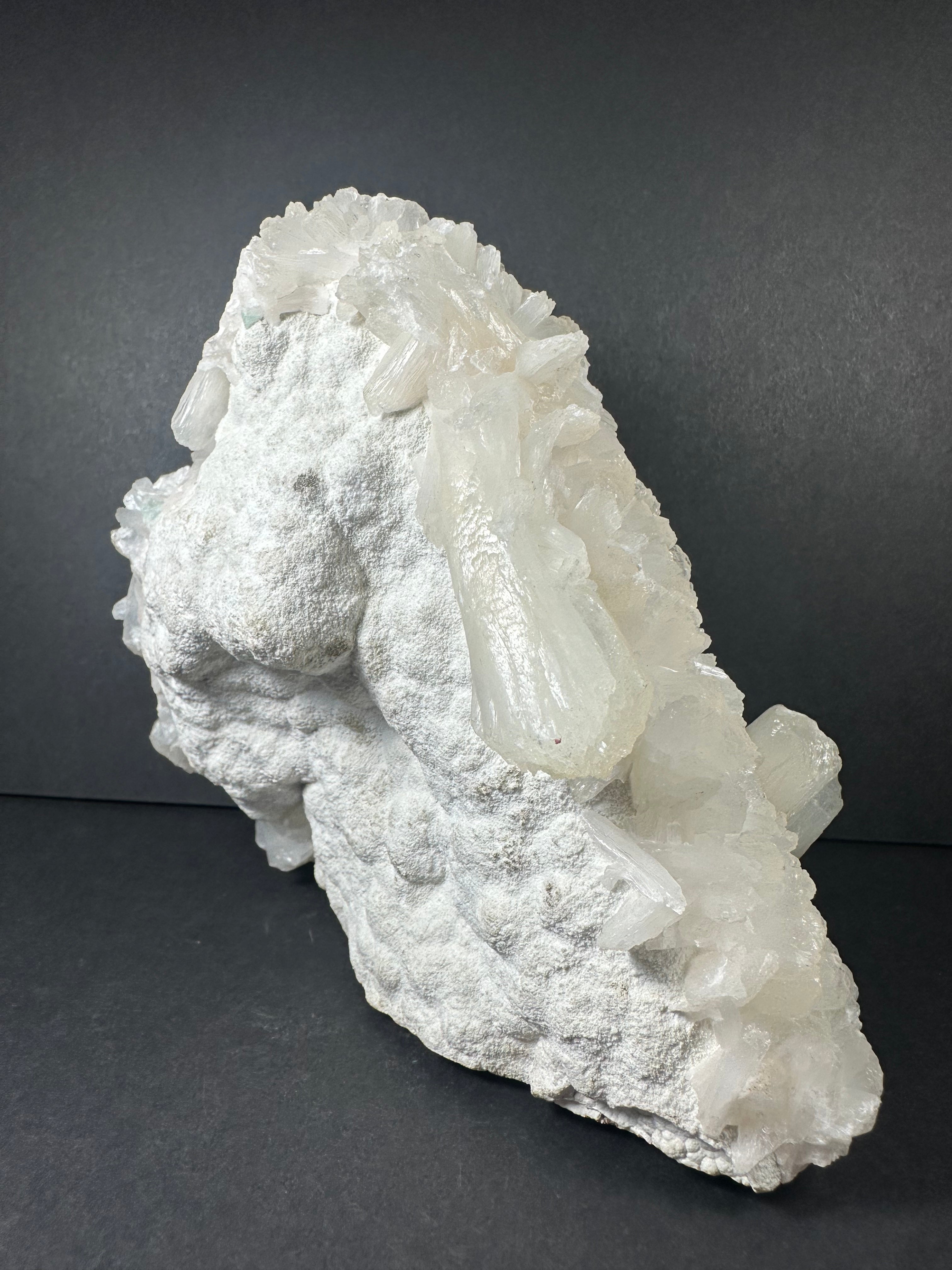 Stilbite with Green Apophyllite and Mordenite on matrix - New Age Realms