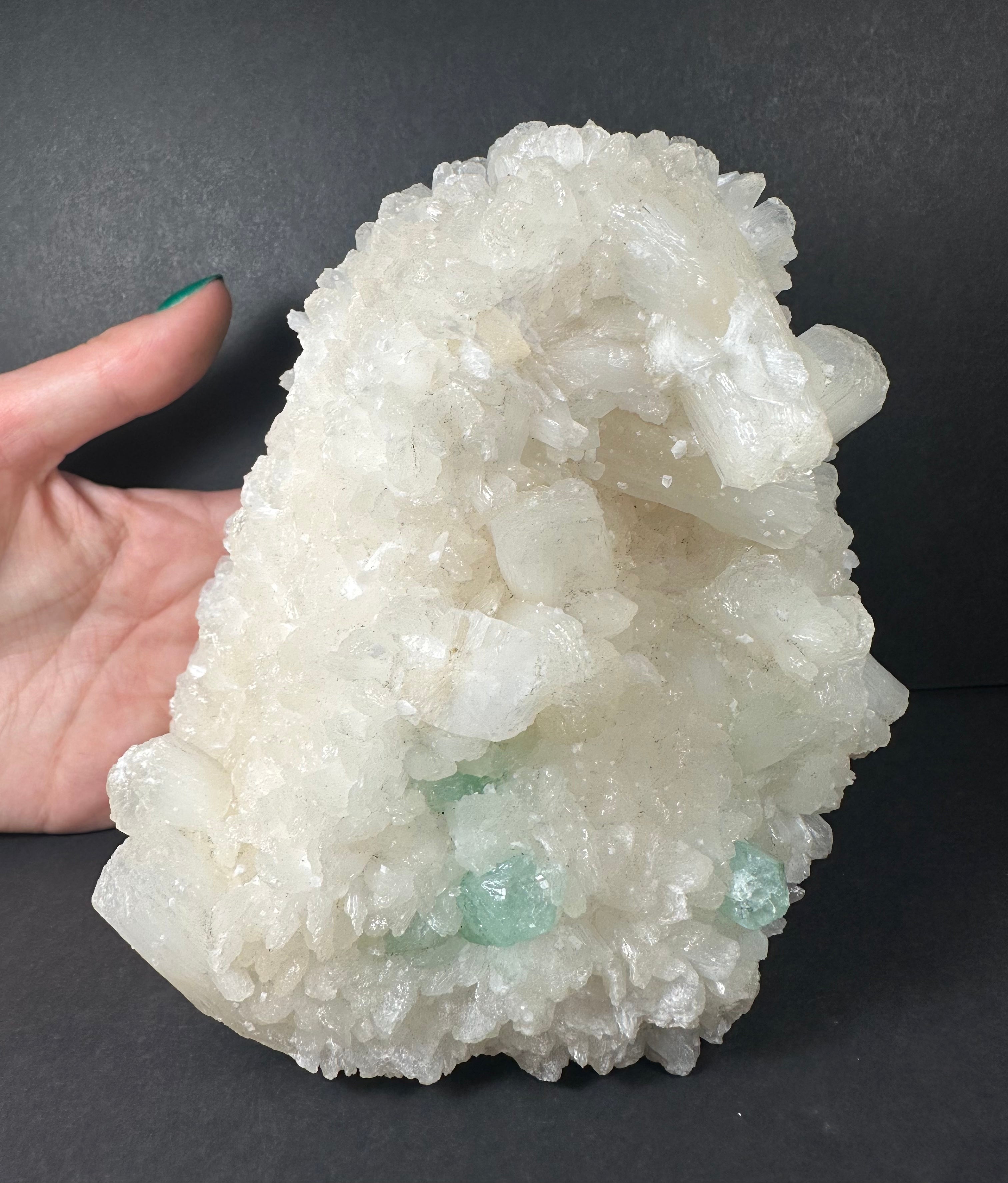 Stilbite with Green Apophyllite and Mordenite on matrix - New Age Realms