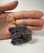 Purple Dodecahedral Fluorite with Calcite on matrix - New Age Realms