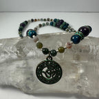 Bronze Patina 'Om' Pendant beaded necklace - New Age Realms