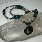 Bronze Patina 'Om' Pendant beaded necklace - New Age Realms