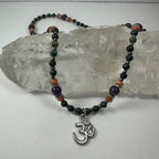 Handmade Bead Necklace with Silver 'Om' Pendant - New Age Realms