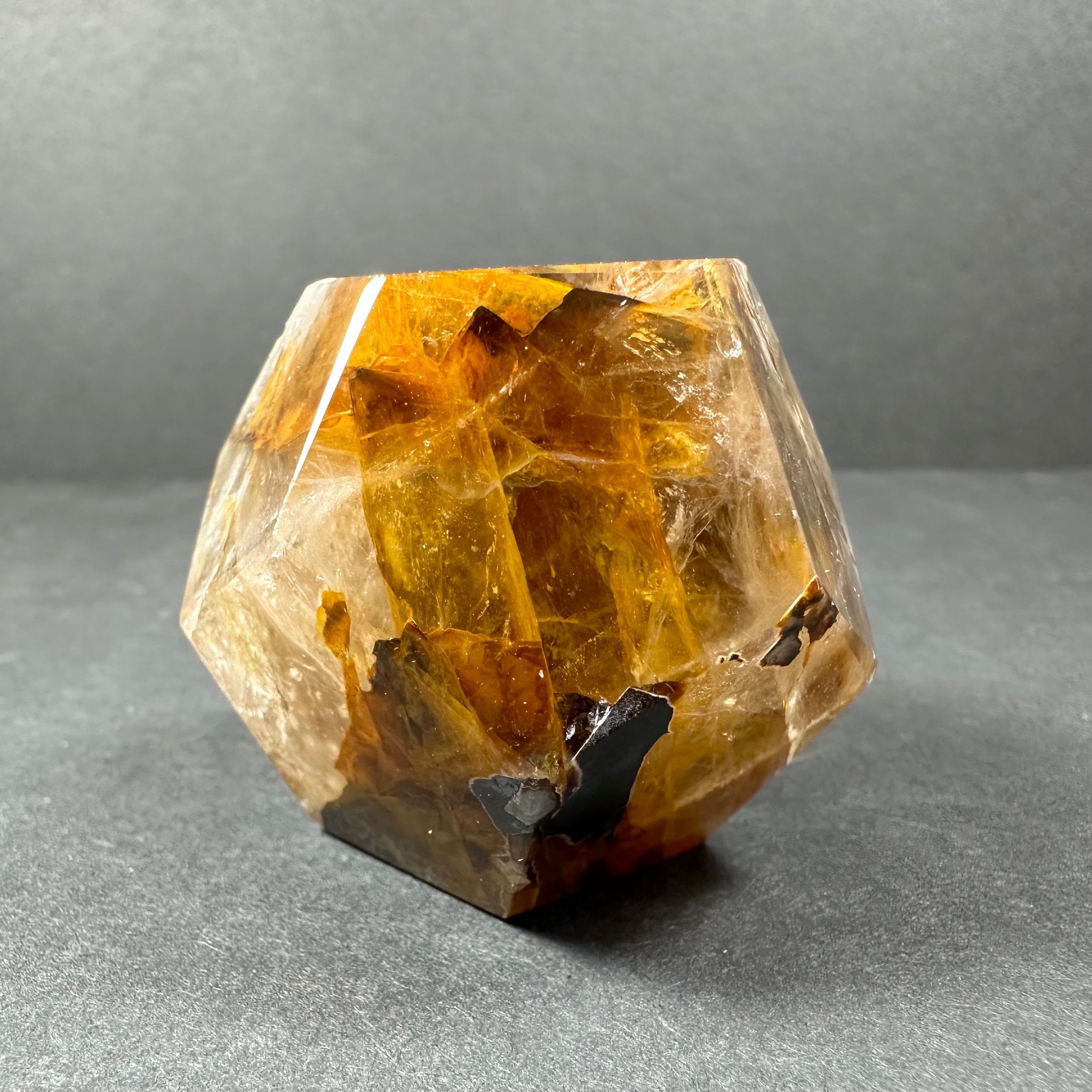 Yellow Hematoid Quartz Dodecahedron Carving from Brazil - New Age Realms