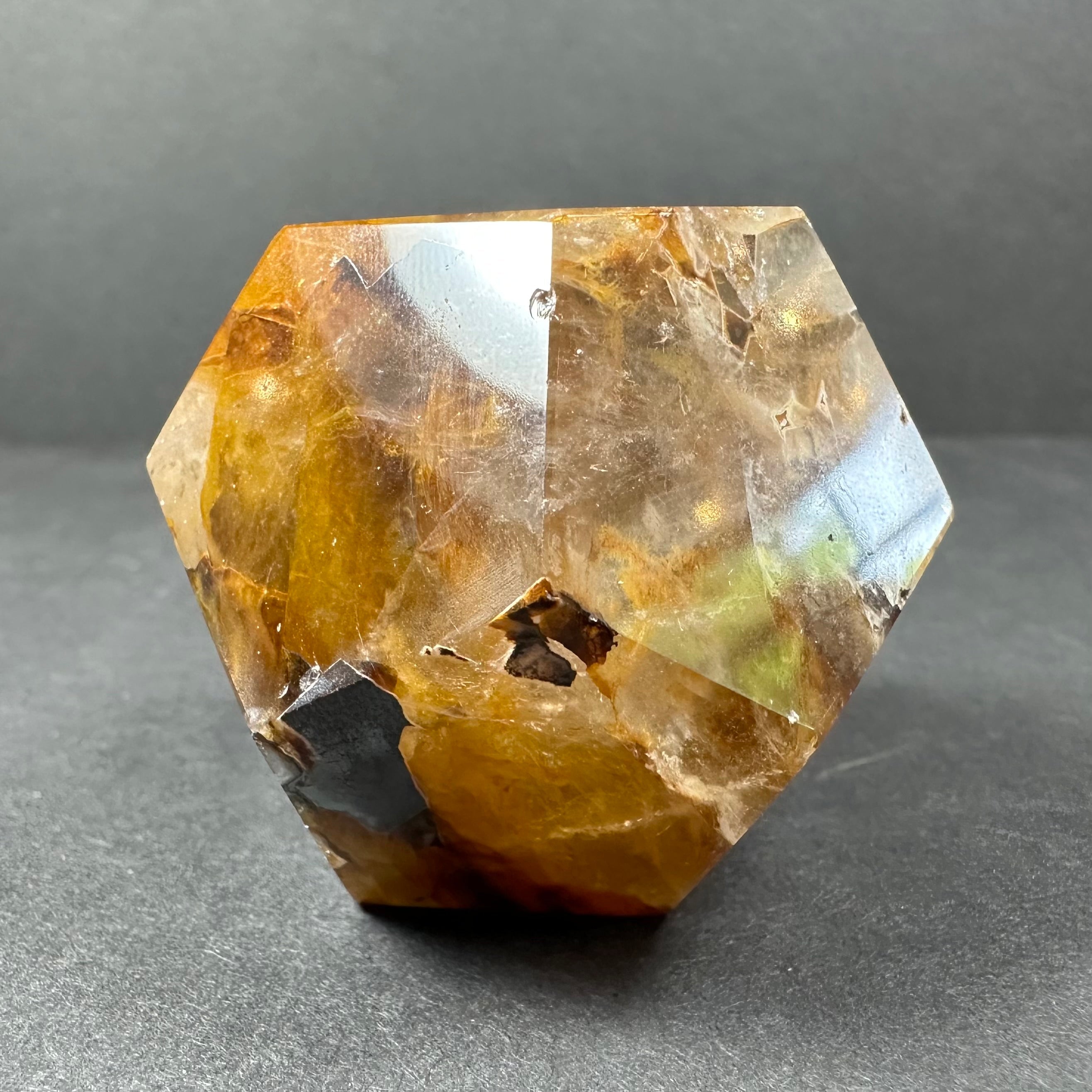 Yellow Hematoid Quartz Dodecahedron Carving from Brazil - New Age Realms