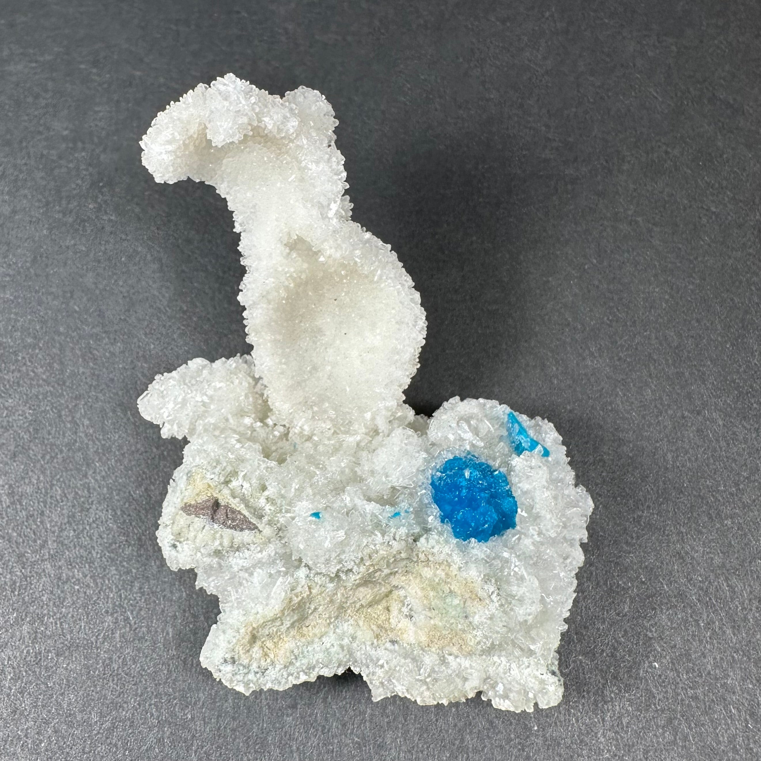 Cavansite Ball 'Floater' on White Stilbite (LG) from Pune, India - New Age Realms