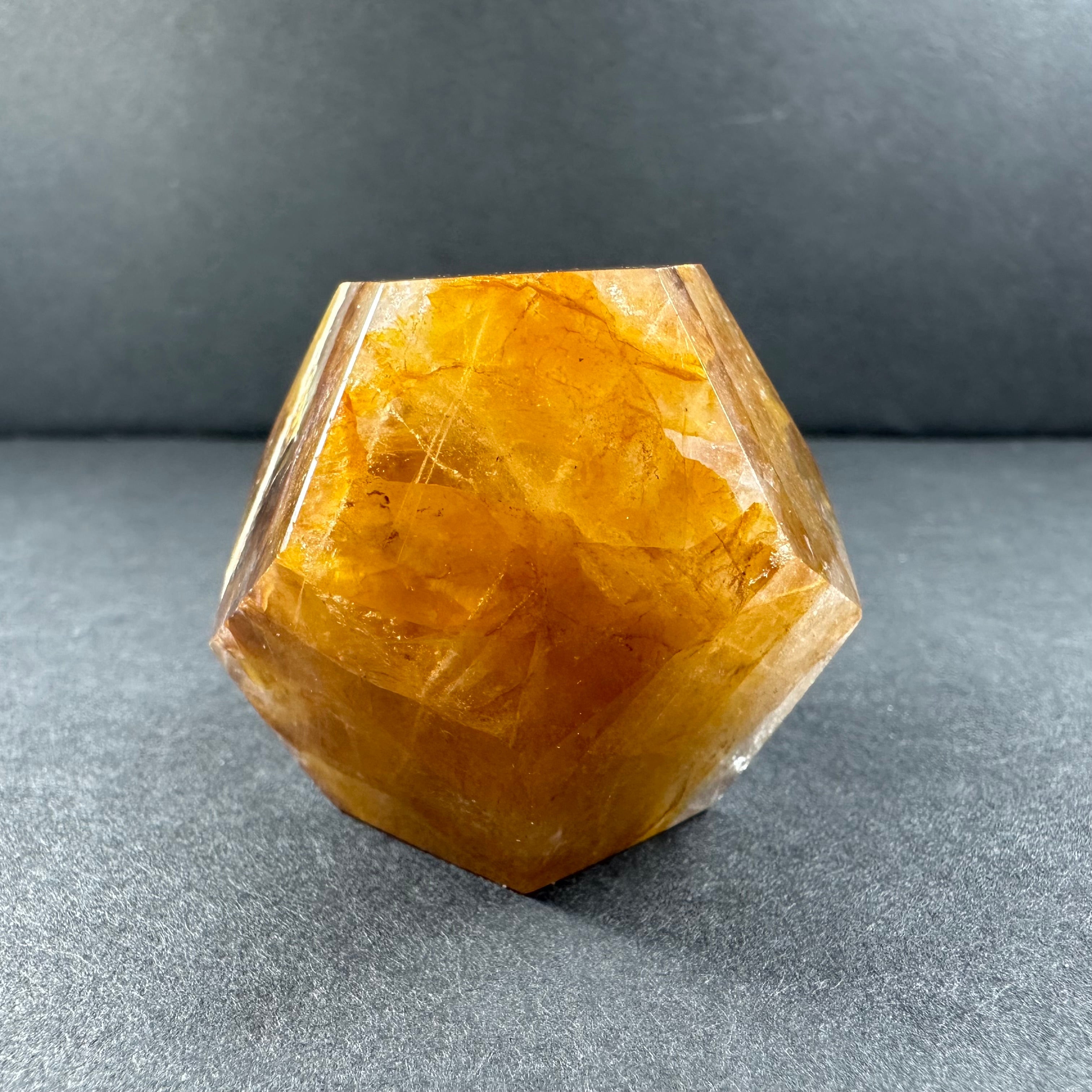 Yellow Hematoid Quartz Dodecahedron Carving from Brazil - New Age Realms
