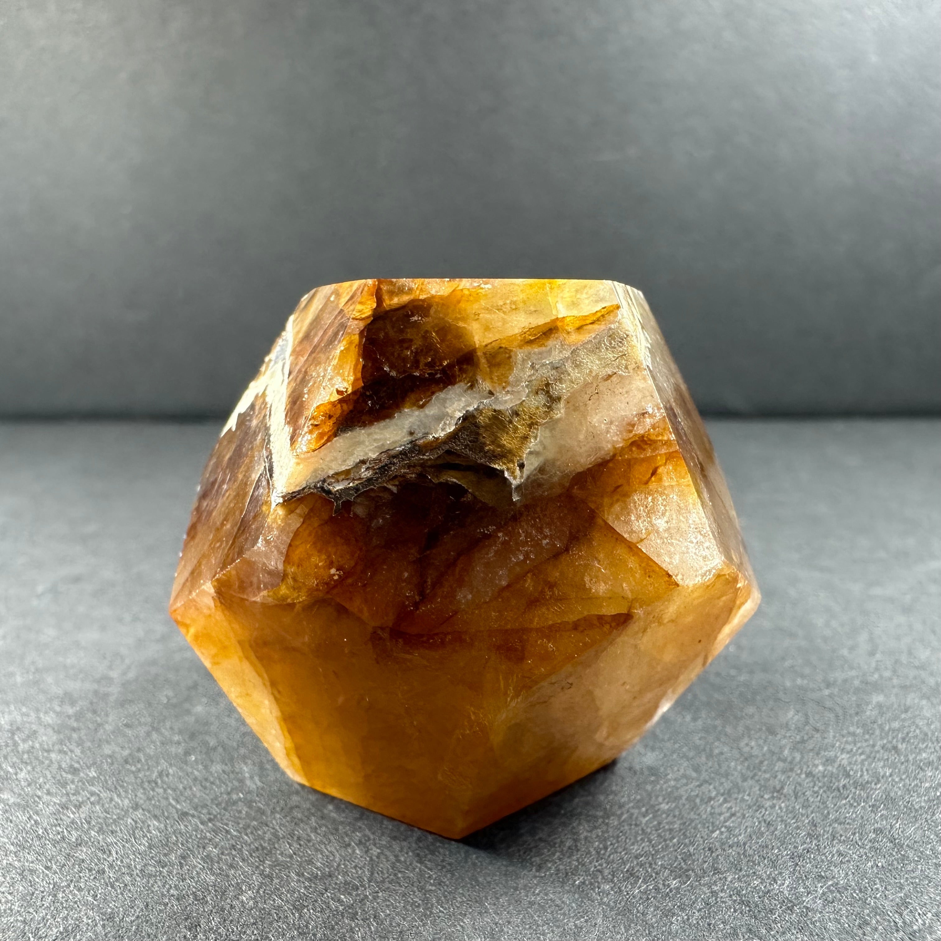 Yellow Hematoid Quartz Dodecahedron Carving from Brazil - New Age Realms