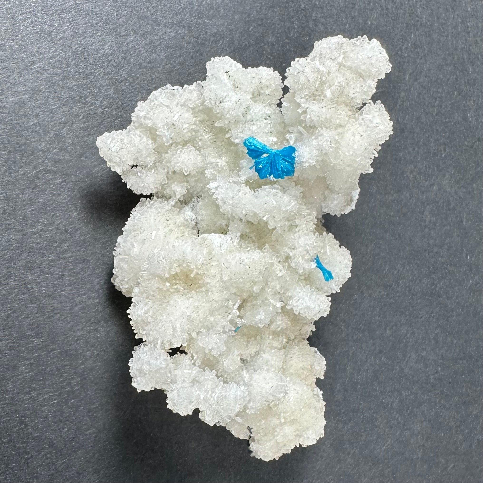 Cavansite Ball 'Floater' on White Stilbite (LG) from Pune, India - New Age Realms