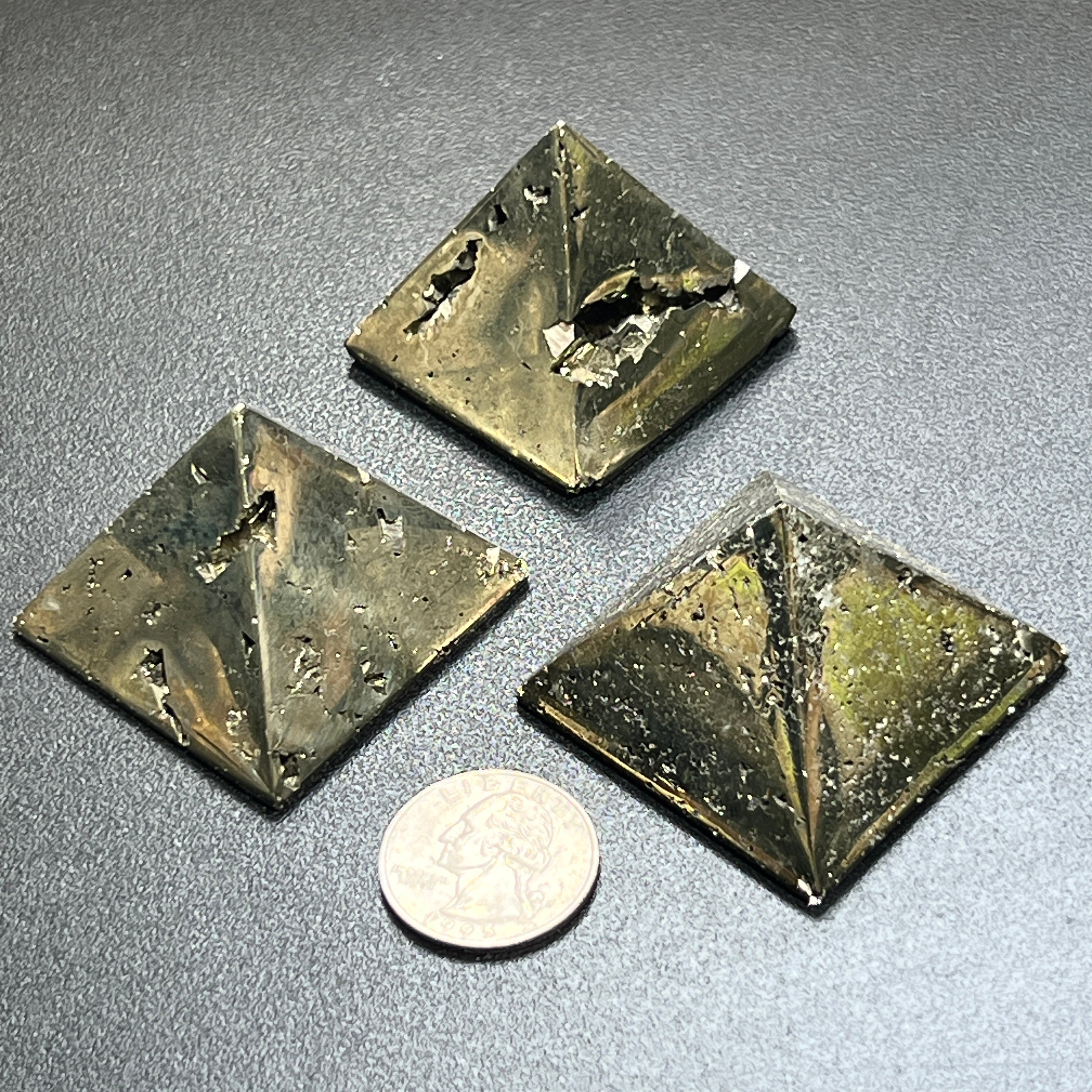 Iron Pyrite Pyramid Crystal Druzy Carving Polished Fools Gold - New Age Realms