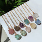 Raw Crystal Wire Wrap Gold Necklaces - New Age Realms