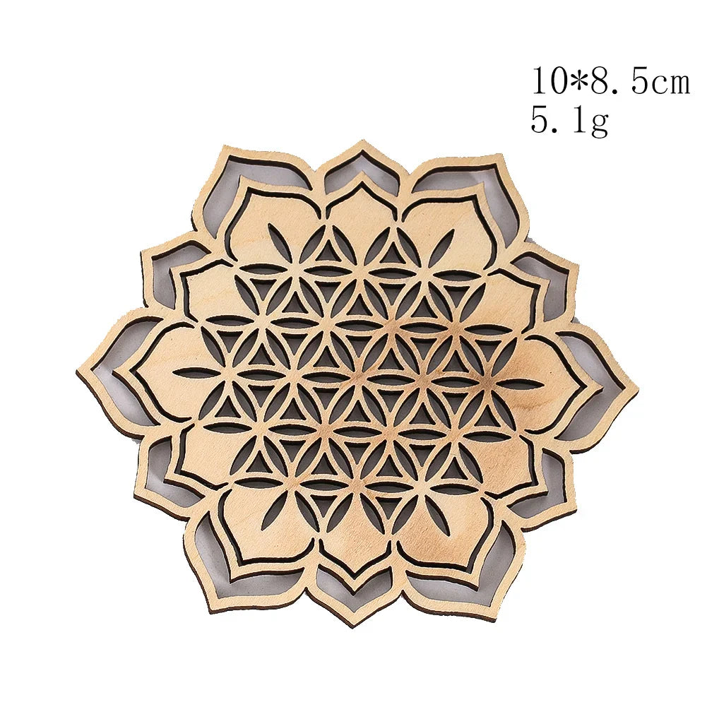 Wooden Sacred Geometry Wall Hanging | Rustic Yoga Meditation Decor - New Age Realms