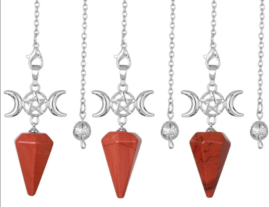 Triple Moon Pentacle Crystal Pendulums - New Age Realms