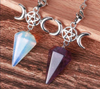 Triple Moon Pentacle Crystal Pendulums - New Age Realms