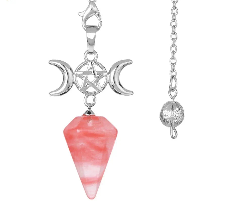 Triple Moon Pentacle Crystal Pendulums - New Age Realms