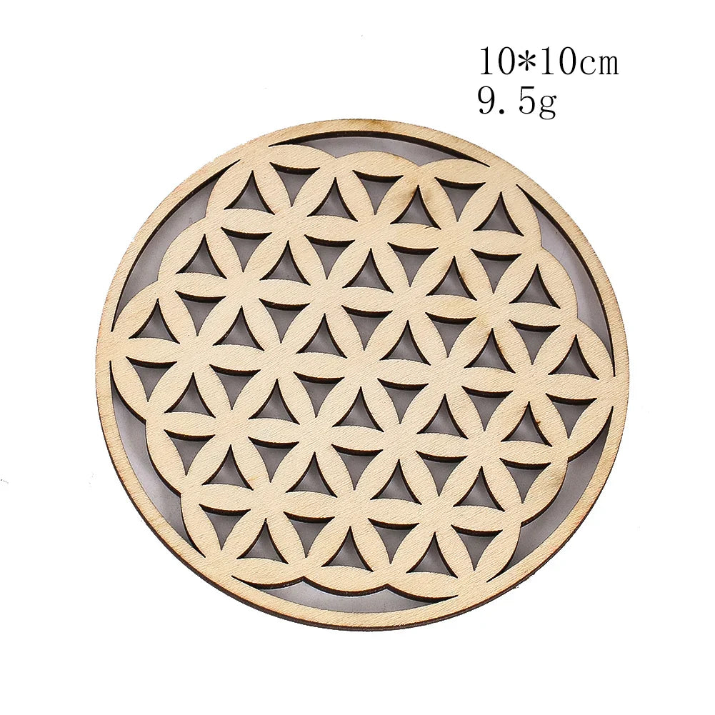 Wooden Sacred Geometry Wall Hanging | Rustic Yoga Meditation Decor - New Age Realms