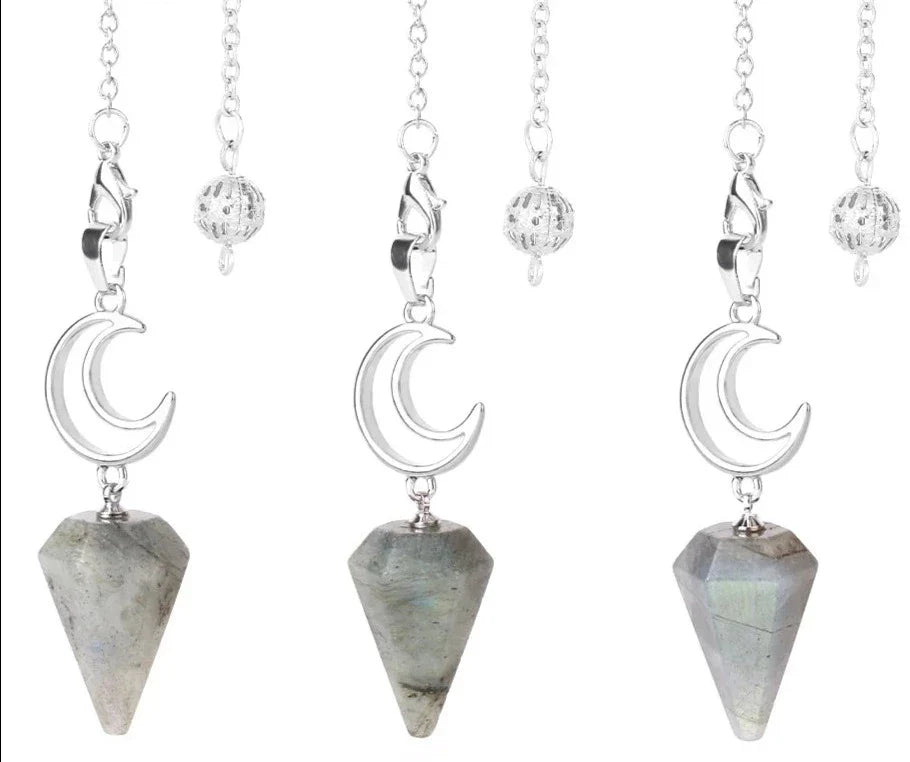 Crystal Crescent Moon Pendulums - New Age Realms