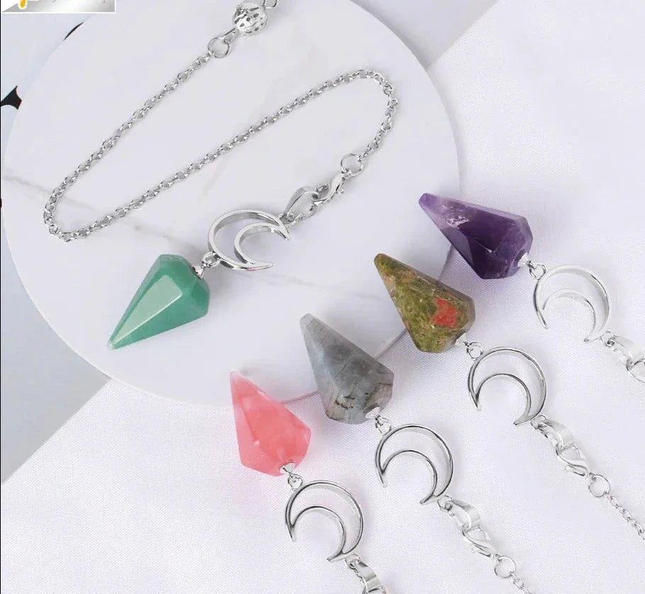 Crystal Crescent Moon Pendulums - New Age Realms