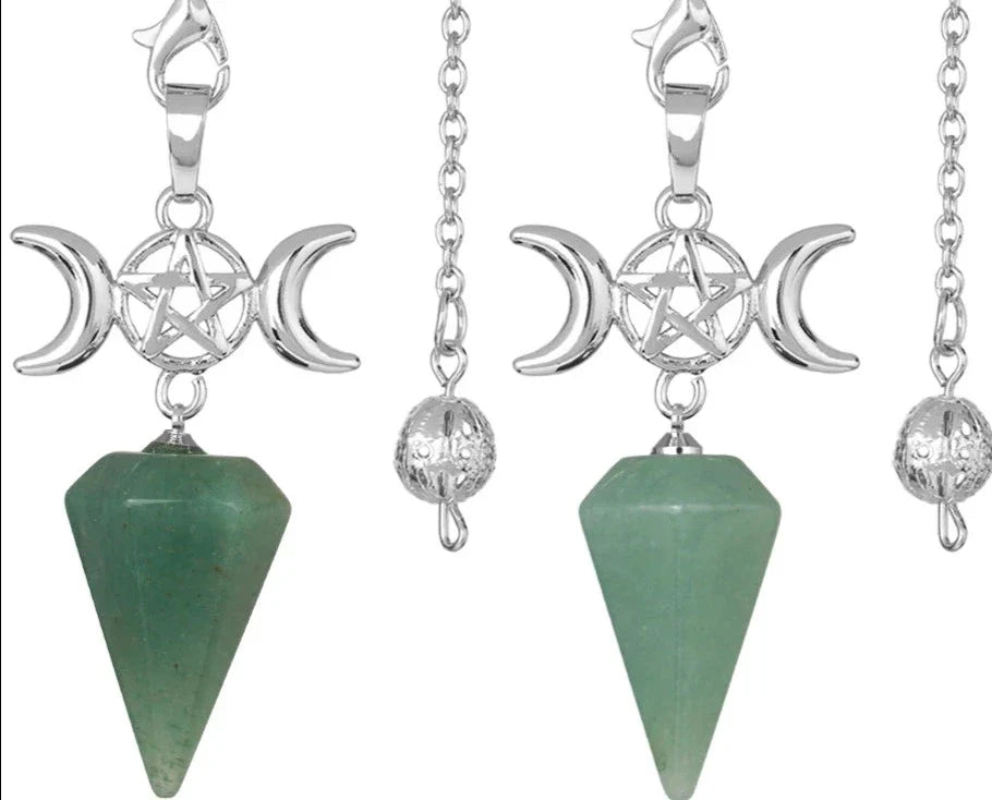 Triple Moon Pentacle Crystal Pendulums - New Age Realms