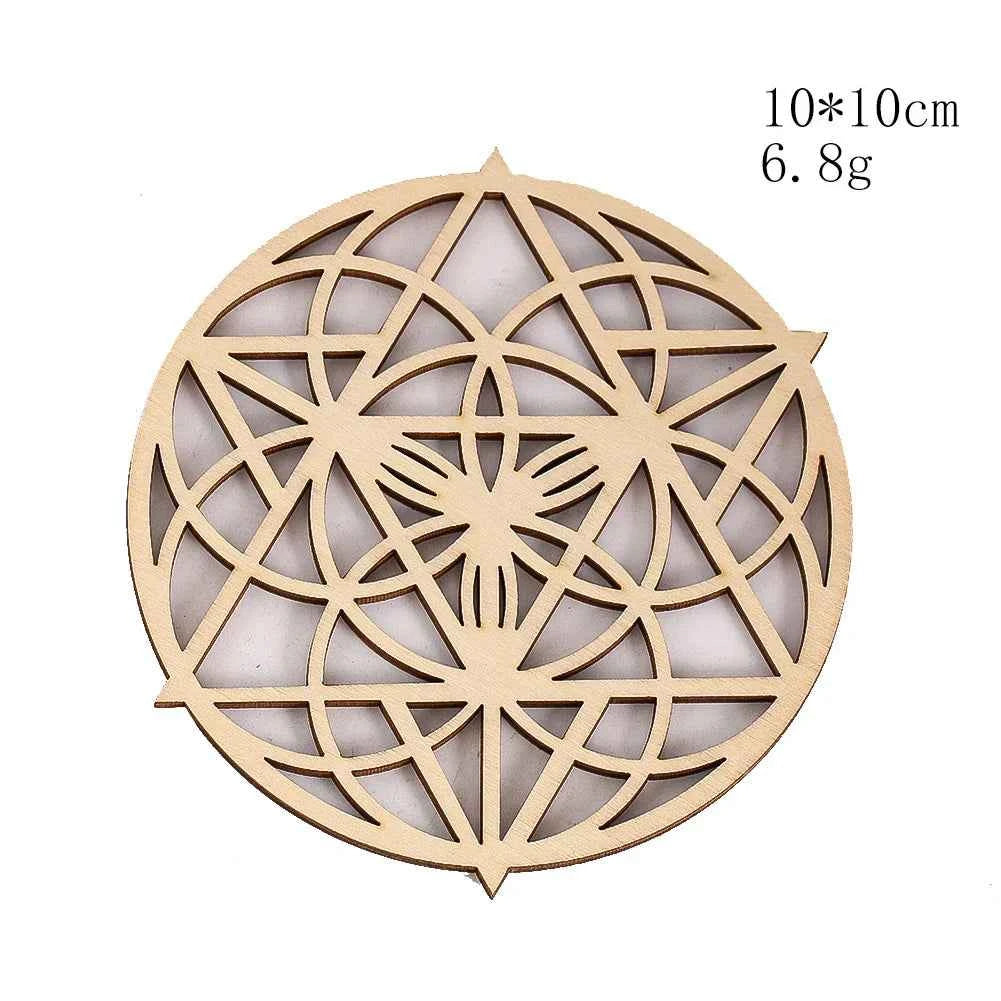 Wooden Sacred Geometry Wall Hanging | Rustic Yoga Meditation Decor - New Age Realms