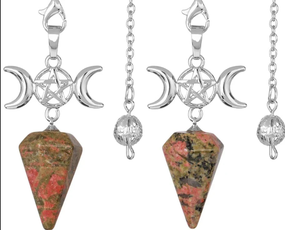 Triple Moon Pentacle Crystal Pendulums - New Age Realms