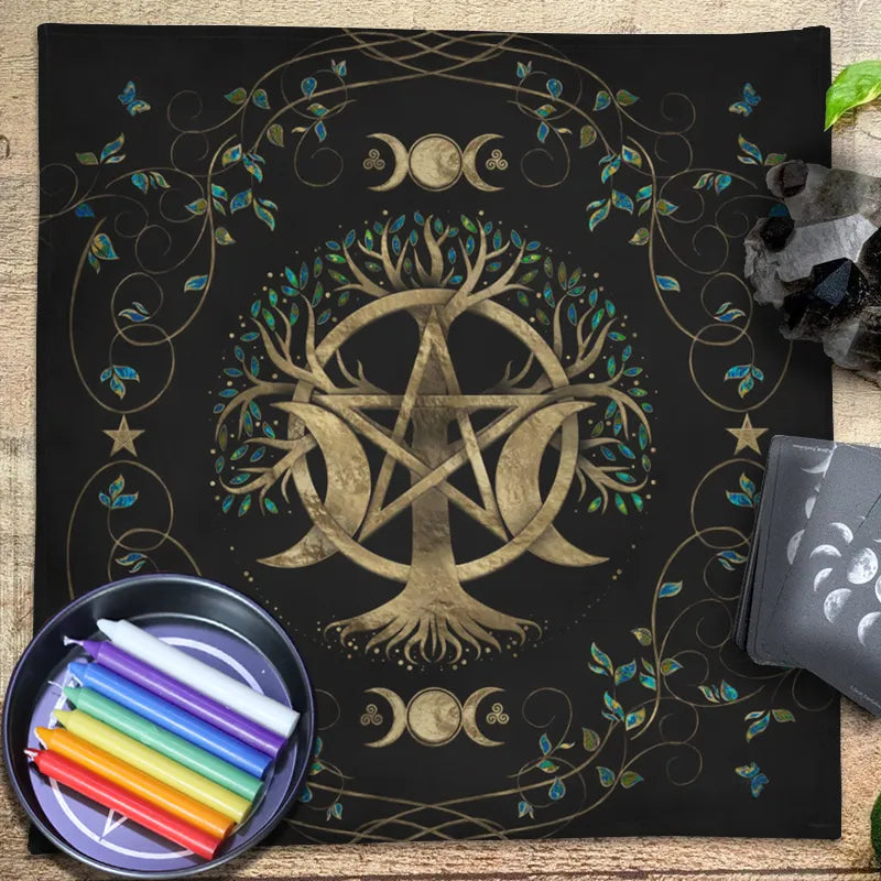 Triple Moon Pentacle-Runic Cloth - New Age Realms