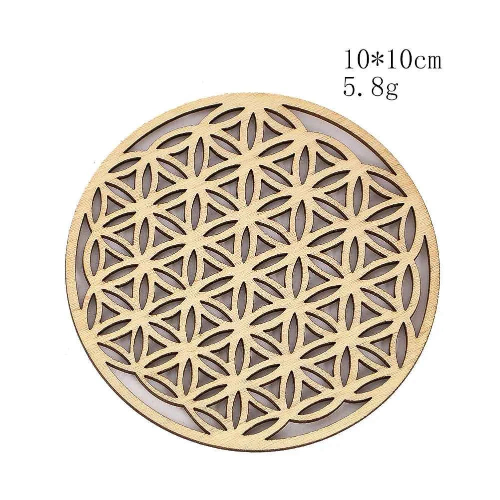 Wooden Sacred Geometry Wall Hanging | Rustic Yoga Meditation Decor - New Age Realms