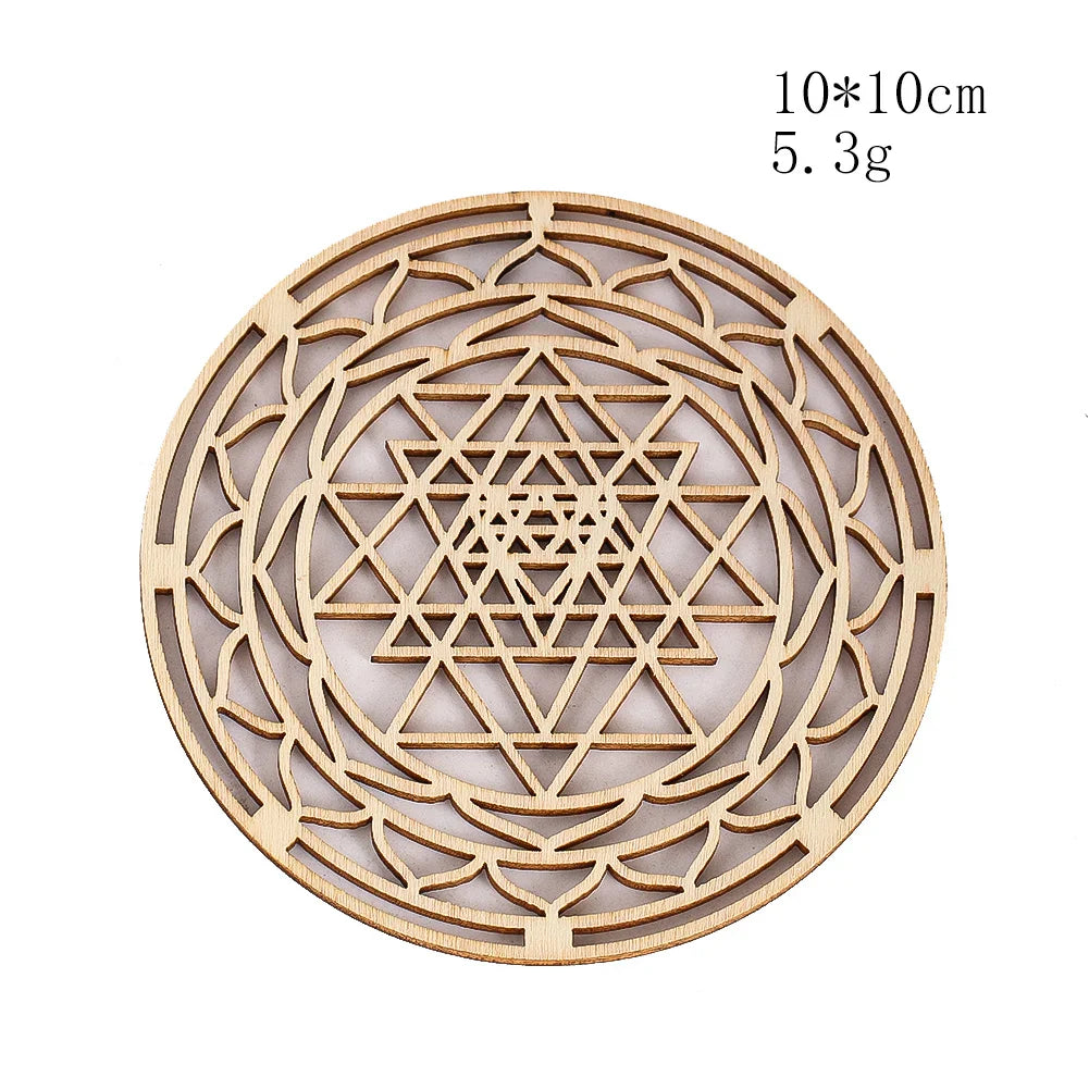 Wooden Sacred Geometry Wall Hanging | Rustic Yoga Meditation Decor - New Age Realms