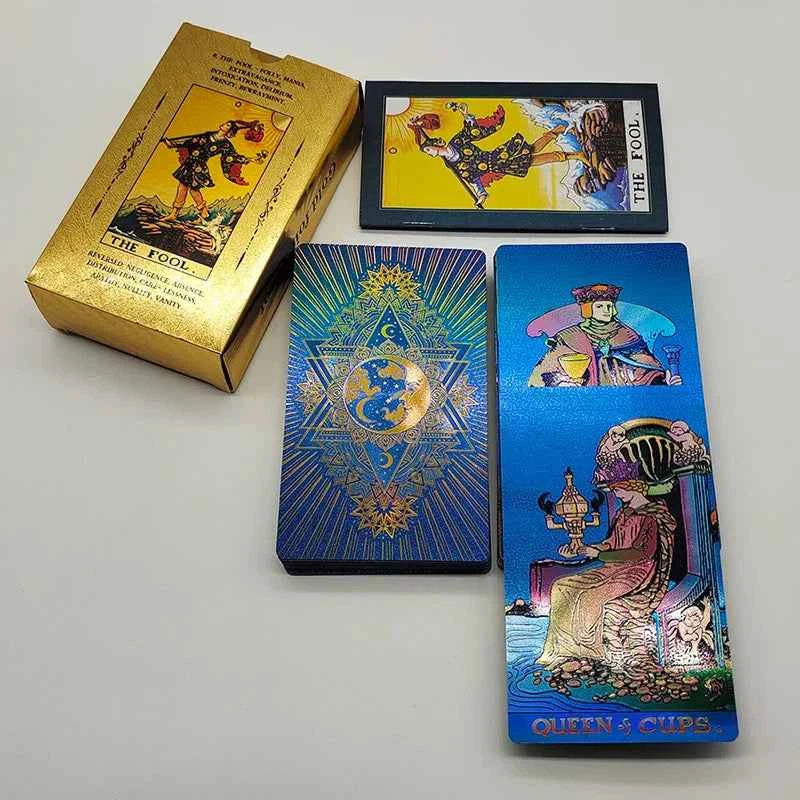 New Version Plastic Tarot Rider Waite Waterproof Gold Foil Tarot Deck With Nice PVC Package Prediction Cards Game