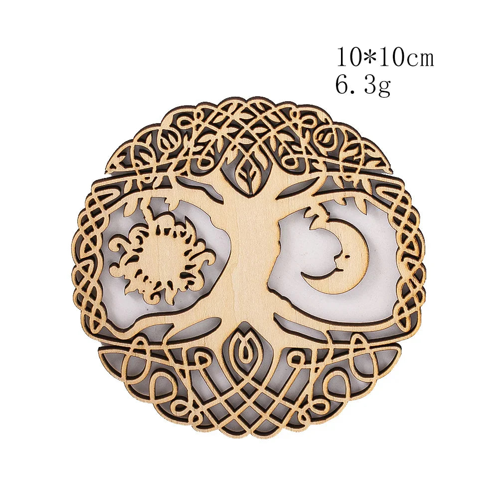 Wooden Sacred Geometry Wall Hanging | Rustic Yoga Meditation Decor - New Age Realms