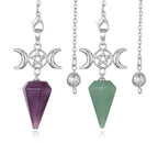 Triple Moon Pentacle Crystal Pendulums - New Age Realms