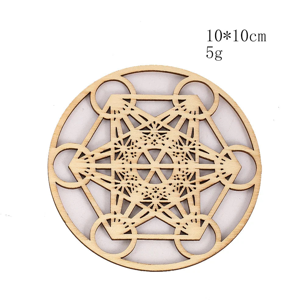 Wooden Sacred Geometry Wall Hanging | Rustic Yoga Meditation Decor - New Age Realms