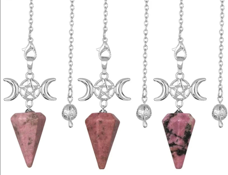 Triple Moon Pentacle Crystal Pendulums - New Age Realms