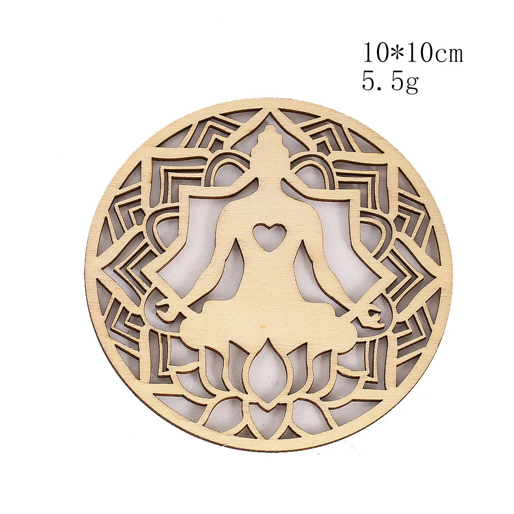 Wooden Sacred Geometry Wall Hanging | Rustic Yoga Meditation Decor - New Age Realms