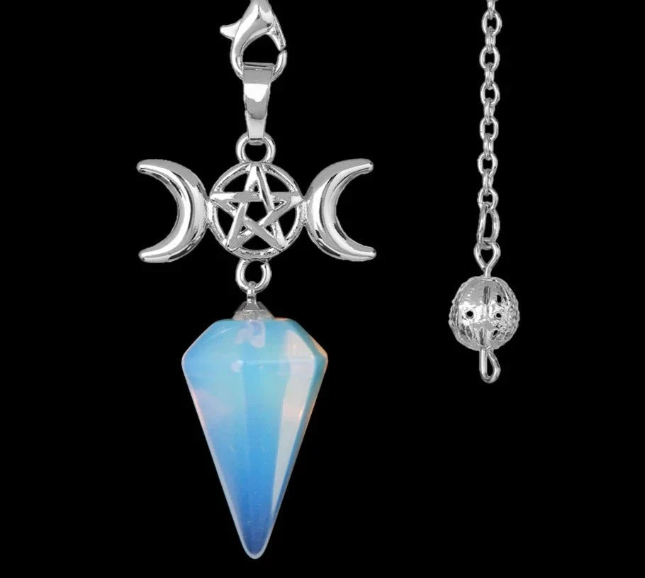 Triple Moon Pentacle Crystal Pendulums - New Age Realms