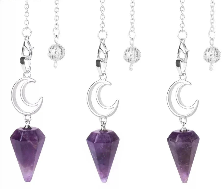 Crystal Crescent Moon Pendulums - New Age Realms