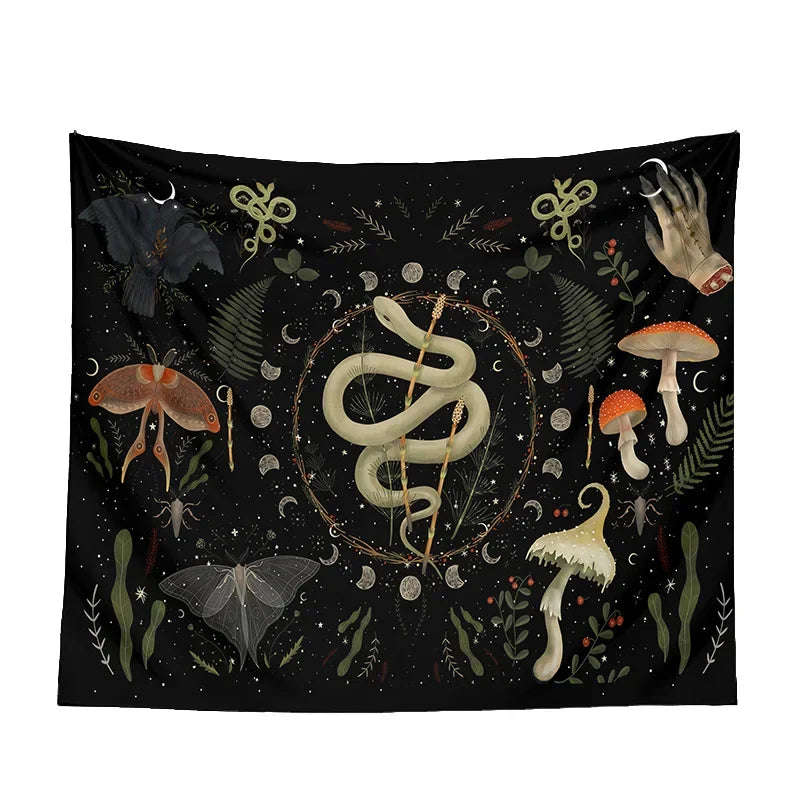 Moon Phase Black Tapestries - New Age Realms