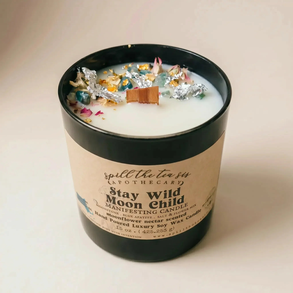 intention candle soy wax scented candle stay wild lunar mon child