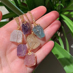 Raw Crystal Wire Wrap Gold Necklaces - New Age Realms