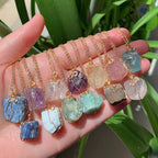 Raw Crystal Wire Wrap Gold Necklaces - New Age Realms