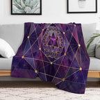 Merkabah in Flower of Life - Sacred Geometry Travel-friendly Throw Blanket