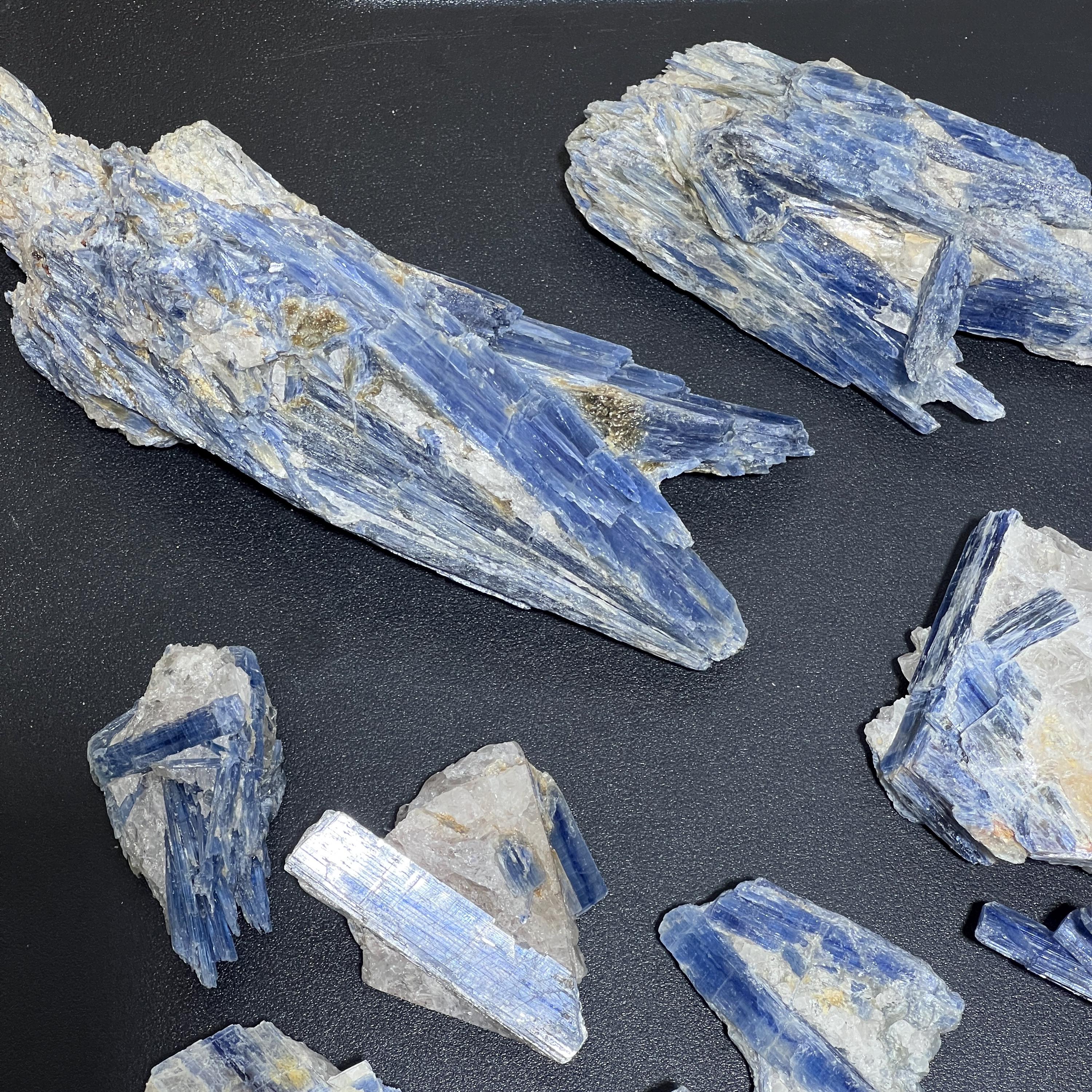 Blue Kyanite Crystal Raw Clusters In Matrix