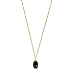 Black Quartz Pendant Necklace - Polished Crystal Brass Wire Minimal Layering - New Age Realms