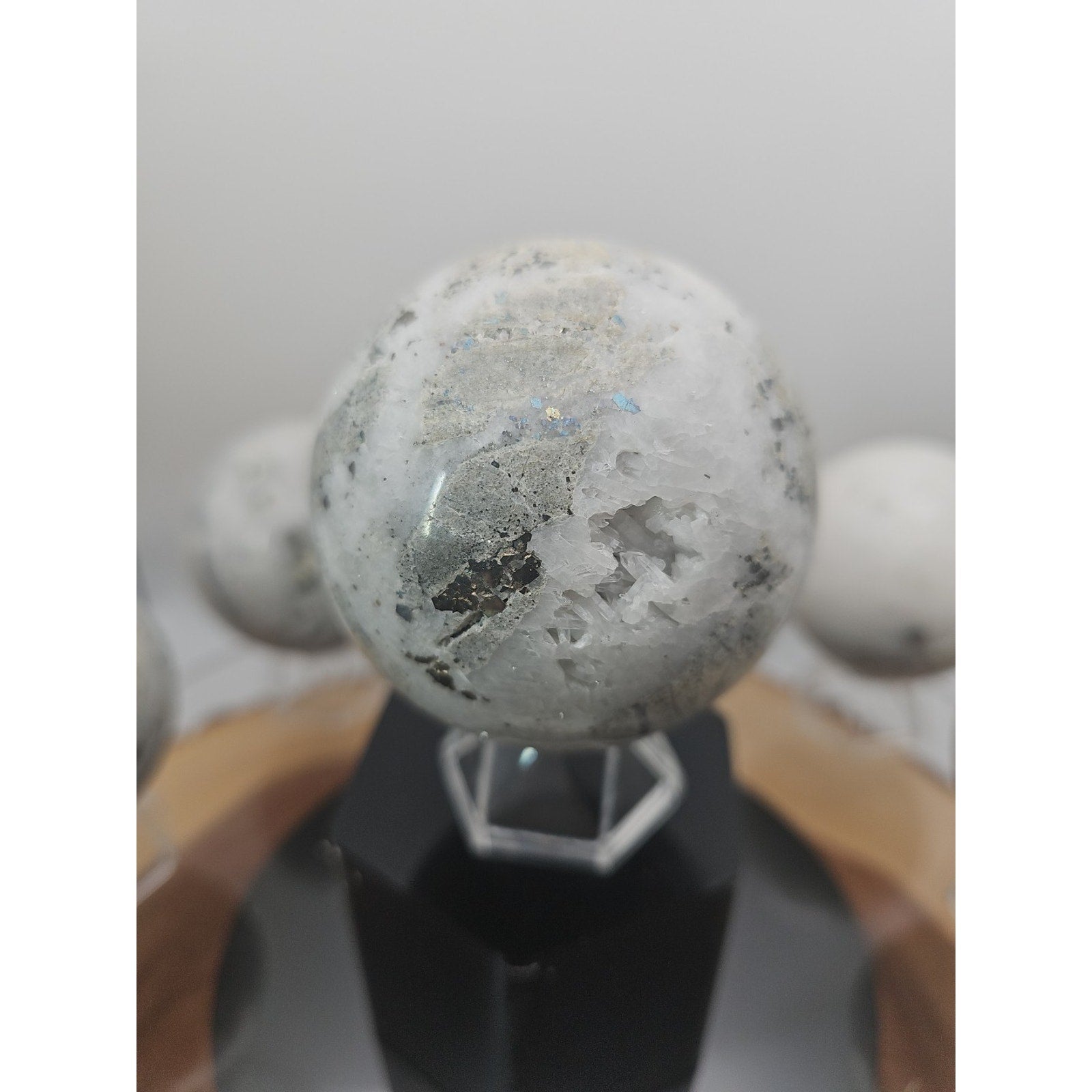 1 Each Natural Golden Pyrite & Jasper Crystal Sphere Ball Polished 55mm + - New Age Realms