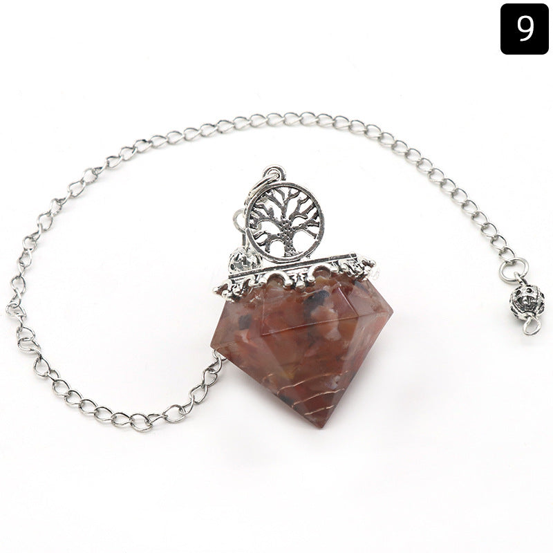 Natural Crystal Resin Crushed Stone Diamond Pendulum - New Age Realms