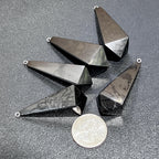Black Shungite Pendulum Crystal Point Beads Pendant Gemstone Jewelry Necklace Polished - New Age Realms
