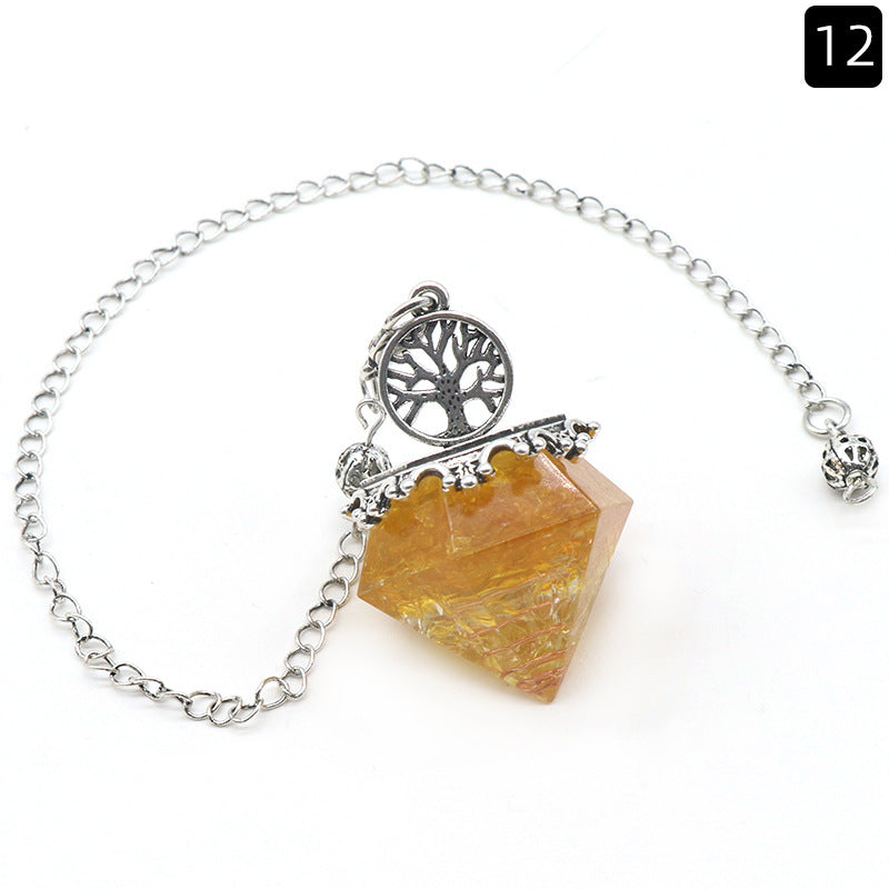Natural Crystal Resin Crushed Stone Diamond Pendulum - New Age Realms